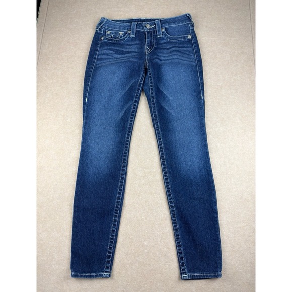 True Religion Women's 28‎ Blue Stretch Legging Jegging Jeans Mid Rise Denim - Picture 1 of 12